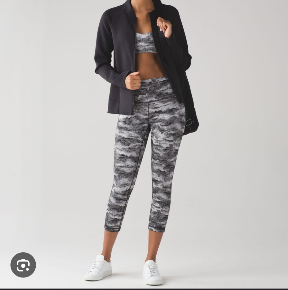 Lululemon Wunder Under Crop High Rise 21" I Luon Hazy Days Black White Size 2